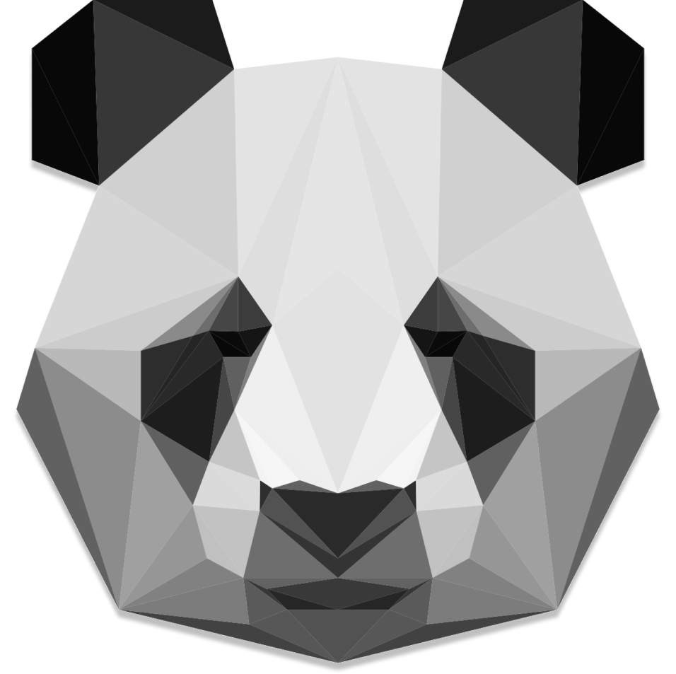 Głowa pandy składajaca się z geometrycznych wzorów